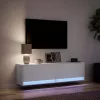  fehér falra szerelhető TV-szekrény LED-ekkel 140 x 31 x 38 cm