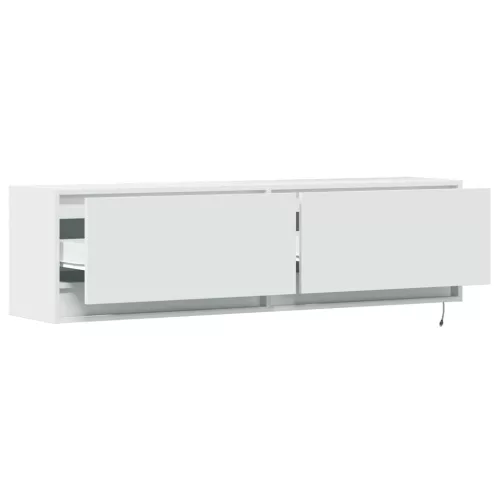  fehér falra szerelhető TV-szekrény LED-ekkel 140 x 31 x 38 cm