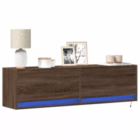    barna tölgy színű fali TV-szekrény LED-ekkel 140 x 31 x 38 cm