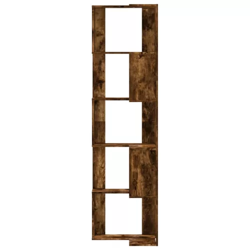  5 szintes füstös tölgy szerelt fa sarok könyvespolc 50x50x179cm