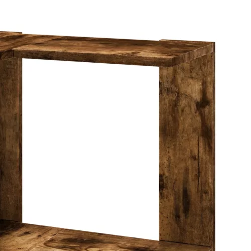  5 szintes füstös tölgy szerelt fa sarok könyvespolc 50x50x179cm