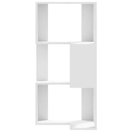  3 szintes fehér szerelt fa sarok könyvespolc 50 x 50 x 102 cm