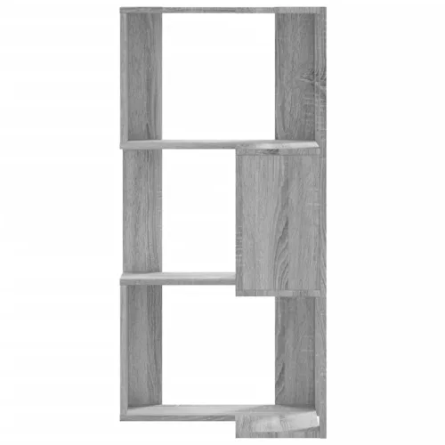  3 szintes szürke szerelt fa sarok könyvespolc 50 x 50 x 102 cm