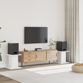  2 db fehér szerelt fa hangszóróállvány 30 x 30 x 40 cm