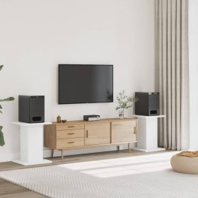  2 db fehér szerelt fa hangszóróállvány 30 x 30 x 60 cm