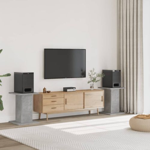  2 db betonszürke szerelt fa hangszóróállvány 30 x 30 x 60 cm