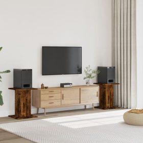    2 db füstös tölgy színű szerelt fa hangszóróállvány 30x30x60 cm