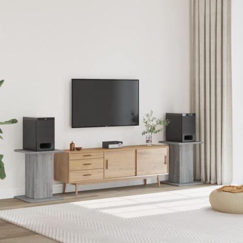  2 db szürke sonoma szerelt fa hangszóróállvány 30 x 30 x 60 cm