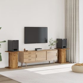    2 db antik fa színű szerelt fa hangszóróállvány 30 x 30 x 60 cm