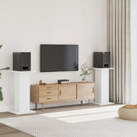  2 db fehér szerelt fa hangszóróállvány 30 x 30 x 80 cm