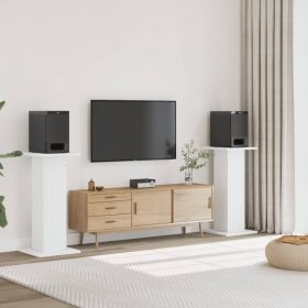  2 db fehér szerelt fa hangszóróállvány 30 x 30 x 95 cm