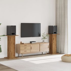    2 db kézműves tölgy színű fa hangszóróállvány 30 x 30 x 95 cm