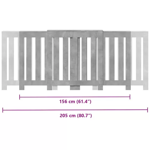  betonszürke szerelt fa radiátorburkolat 205 x 21,5 x 83,5 cm