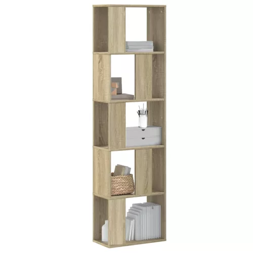  5 szintes sonoma tölgy szerelt fa könyvespolc 45x23,5x162,5 cm