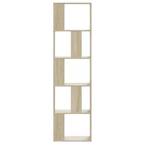  5 szintes sonoma tölgy szerelt fa könyvespolc 45x23,5x162,5 cm