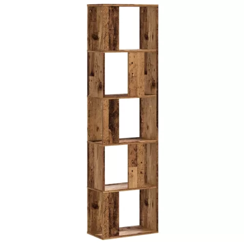  5 szintes antik fa színű fa könyvespolc 45 x 23,5 x 162,5 cm
