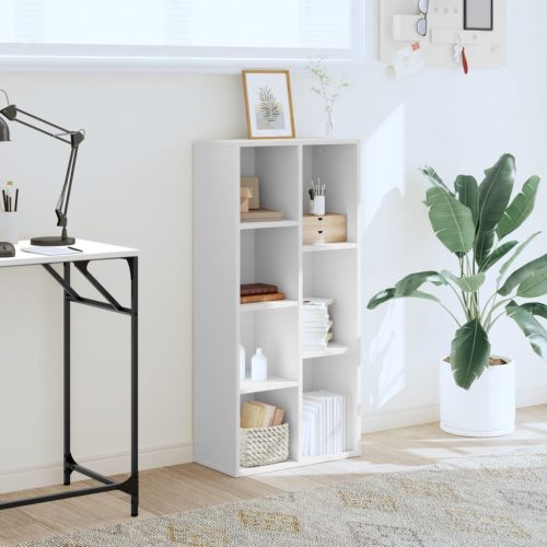  fehér szerelt fa könyvespolc 50 x 25 x 105 cm