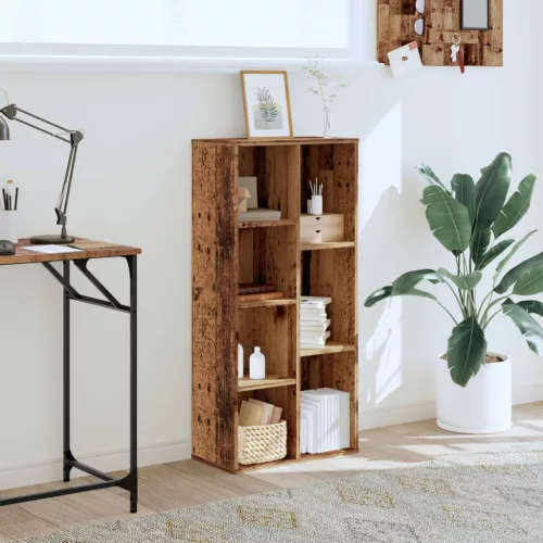  antik fa színű szerelt fa könyvespolc 50 x 25 x 105 cm