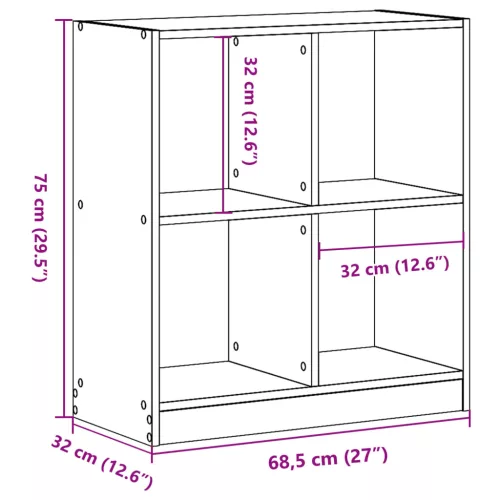  szürke sonoma színű szerelt fa könyvespolc 68,5 x 32 x 75 cm
