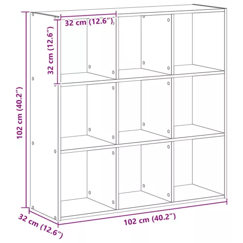  kézműves tölgy színű szerelt fa könyvespolc 102 x 32 x 102 cm