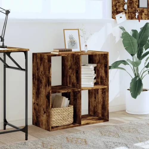  füstös tölgy színű szerelt fa könyvespolc 68,5 x 32 x 68,5 cm