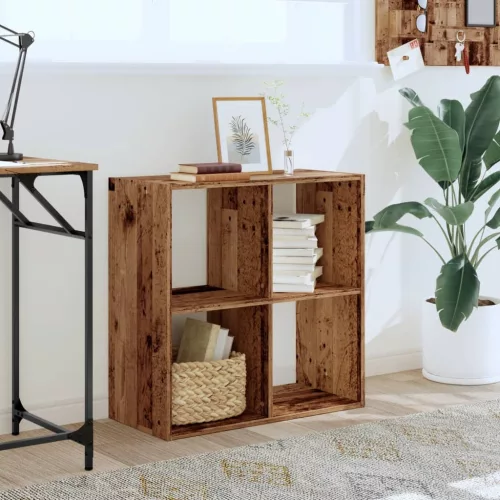  antik fa színű szerelt fa könyvespolc 68,5 x 32 x 68,5 cm