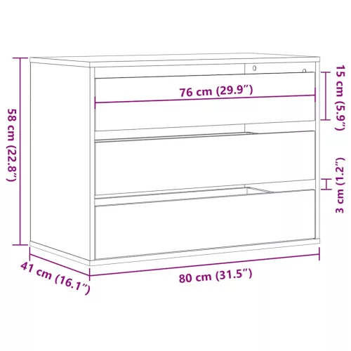  fehér szerelt fa fiókos sarokszekrény 80 x 41 x 58 cm