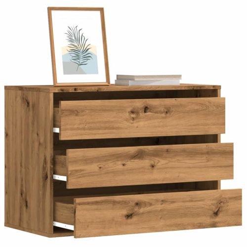  kézműves tölgy szerelt fa fiókos sarokszekrény 80 x 41 x 58 cm