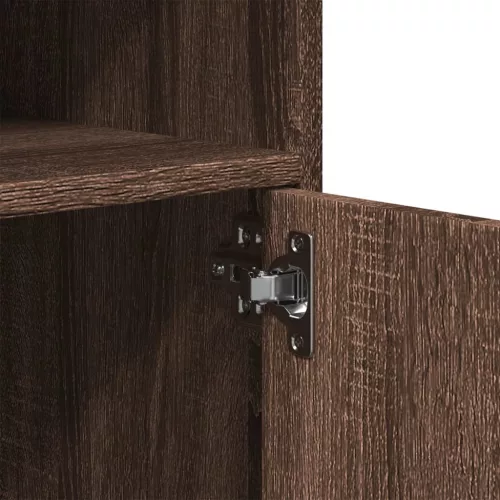  barna tölgyszínű szerelt fa kerekes szekrény 60 x 48 x 81 cm