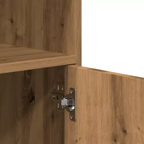  kézműves tölgy színű szerelt fa görgős szekrény 55 x 40 x 91 cm