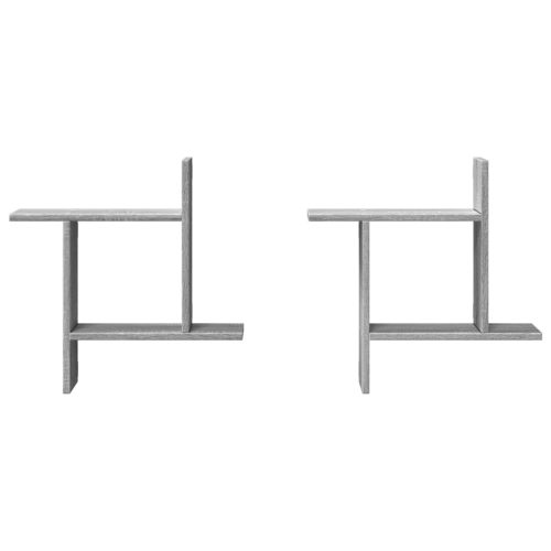  2 db szürke sonoma színű szerelt fa fali polc 50 x 12 x 50 cm