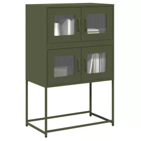  Highboard olívazöld 68x39x107 cm Acél