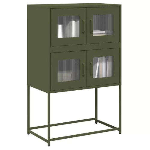 Highboard olívazöld 68x39x107 cm Acél