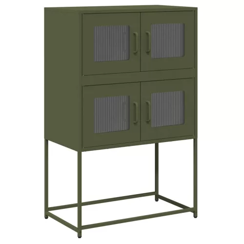  Highboard olívazöld 68x39x107 cm Acél
