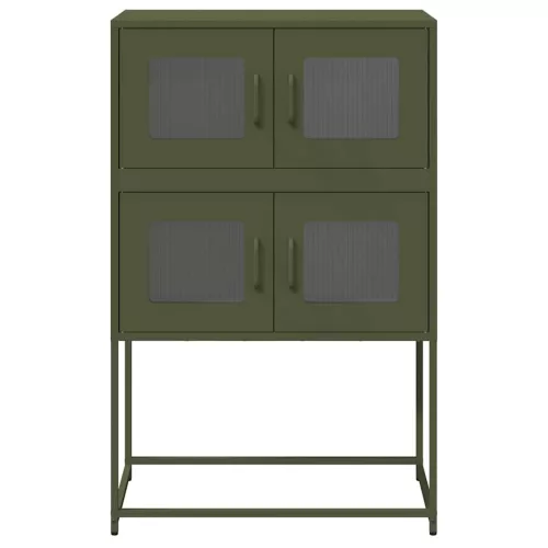  Highboard olívazöld 68x39x107 cm Acél
