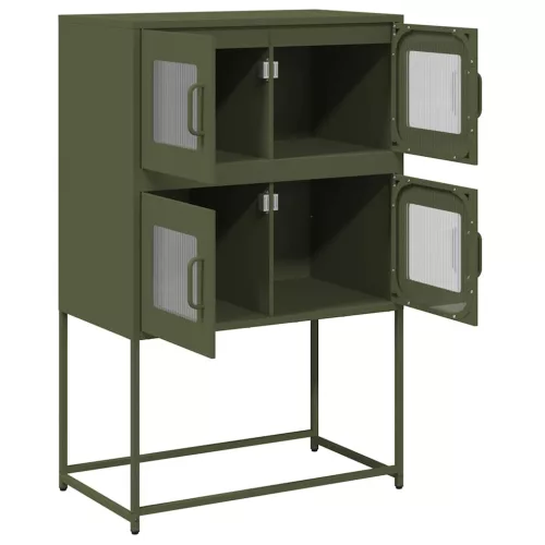  Highboard olívazöld 68x39x107 cm Acél