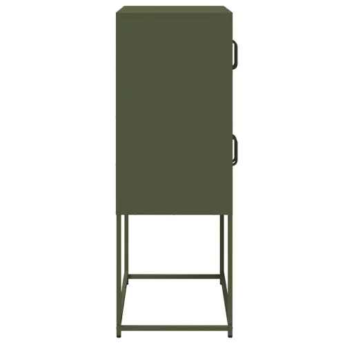  Highboard olívazöld 68x39x107 cm Acél