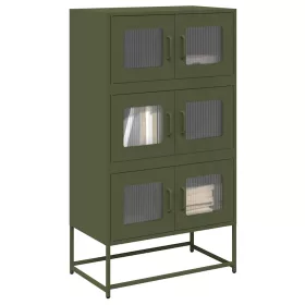  Highboard olívazöld 68x39x123 cm Acél