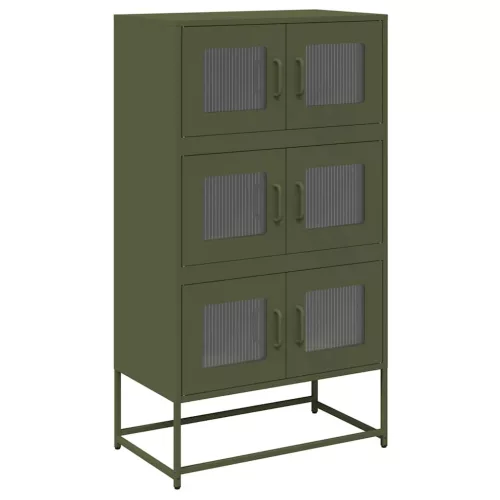  Highboard olívazöld 68x39x123 cm Acél