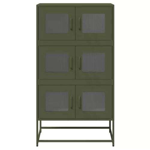  Highboard olívazöld 68x39x123 cm Acél