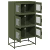  Highboard olívazöld 68x39x123 cm Acél