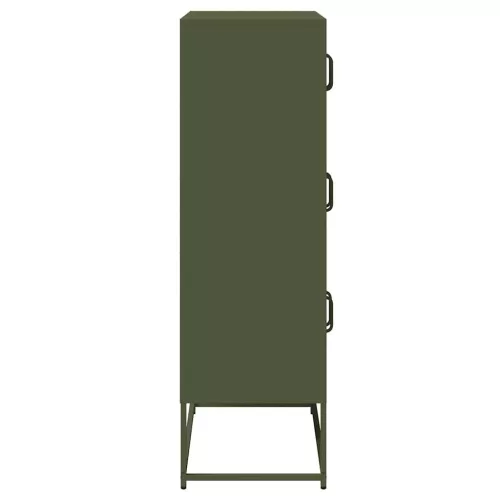  Highboard olívazöld 68x39x123 cm Acél