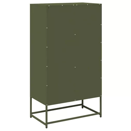  Highboard olívazöld 68x39x123 cm Acél
