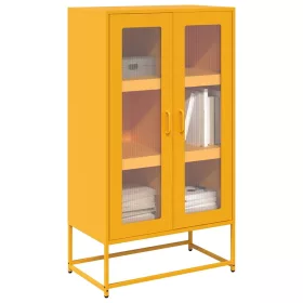  Highboard Mustársárga 68x39x123 cm Acél