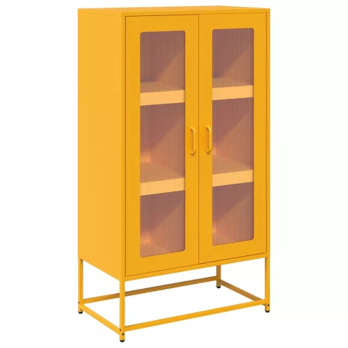  Highboard Mustársárga 68x39x123 cm Acél