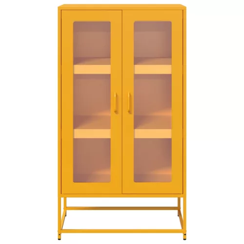  Highboard Mustársárga 68x39x123 cm Acél
