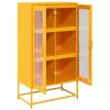  Highboard Mustársárga 68x39x123 cm Acél