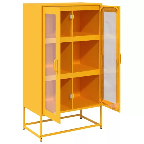  Highboard Mustársárga 68x39x123 cm Acél