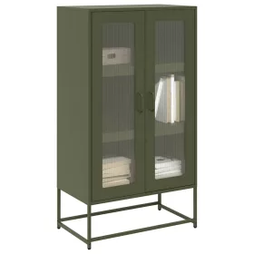  Highboard olívazöld 68x39x123 cm Acél