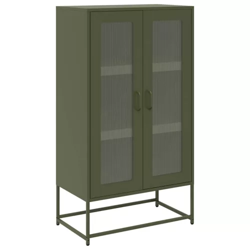  Highboard olívazöld 68x39x123 cm Acél